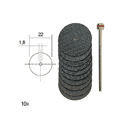 Disques à tronçonner armés en oxyde d'aluminium Ø 22 mm, 10 pièces
