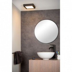 Plafonnier salle de bain LED rond BRICE (D12cm) en aluminium noir