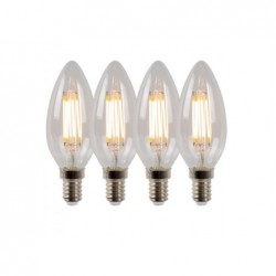 Lucide C35 - Ampoule filament - Ø 3.5 cm - LED Dim. - E14 - 4x4W 2700K - Transparent - Ensemble de 4