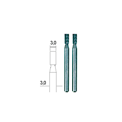 Fraise embout en acier wolfram-vanadium cyl. Ø 3mm, par 2